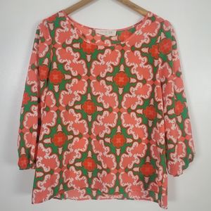 Peach Love Cream blouse pink and green small
